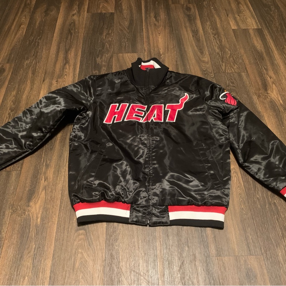 STARTER Black and Red Miami Heat Varsity  Jacket Size L